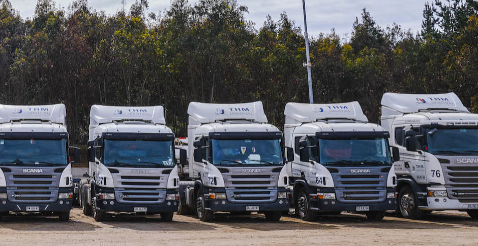 Flota de camiones Scania de THM Logistics